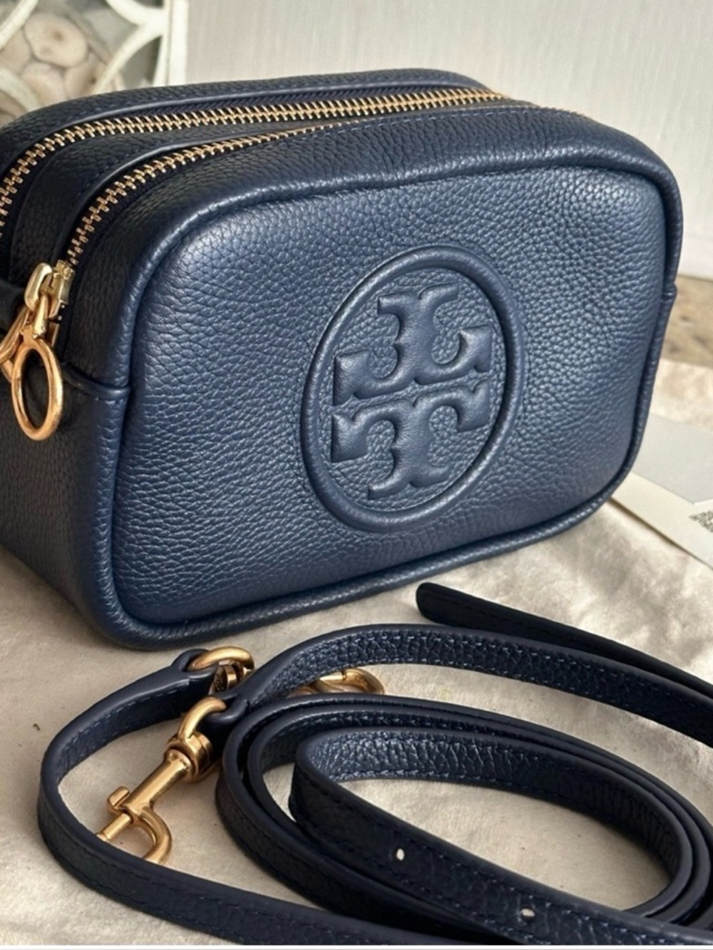New Tory burch Perry Bombe Mini Bag navy blue